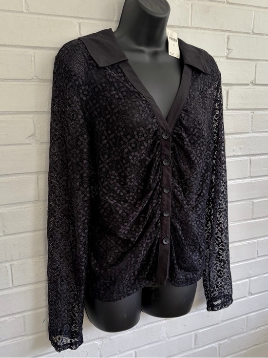 Anthropologie Maeve Sheer Lace Blouse in Black, SZ XL NWT - Picture 6 of 10
